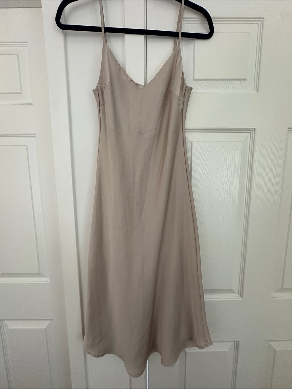 Silk Slip Dress in Beige